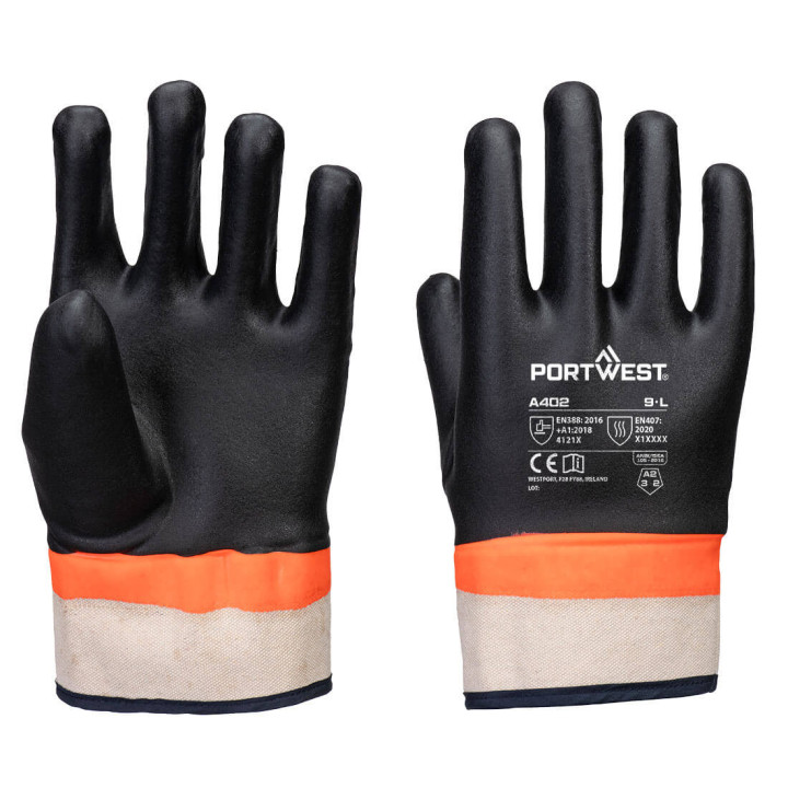 Rukavice Grip PVC Sandy s dvojitým máčaním Portwest A402