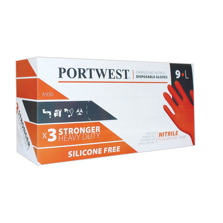 Oranžové jednorazové rukavice HD (100ks) Portwest A930
