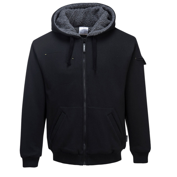 Zateplená pracovná mikina Pewter s kapucňou v čiernej farbe.
