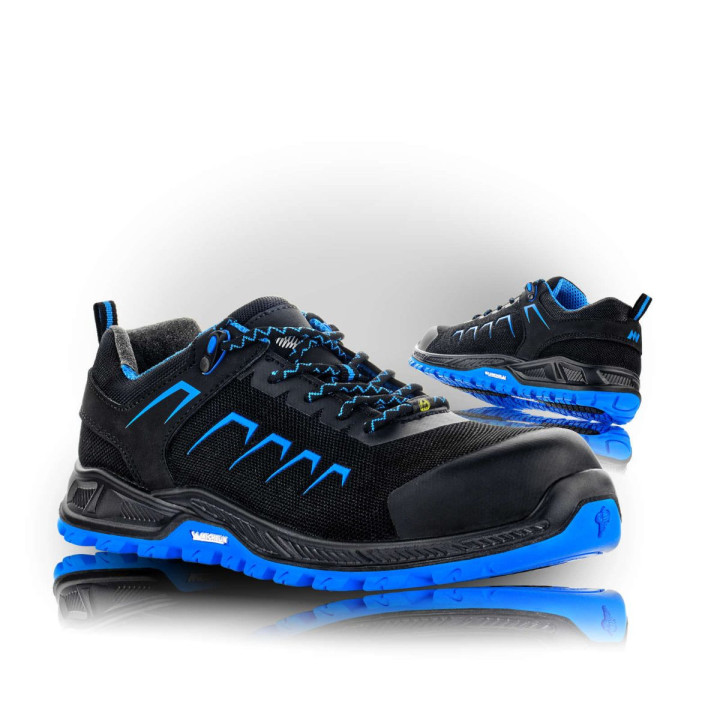 Čierno-modrá bezpečnostná poltopánka VM Footwear Kentucky S1P s Michelin podrážkou.