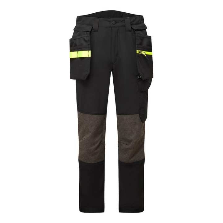 Pracovné nohavice Portwest DX4 Holster zo 4-smerného strečového materiálu s odnímateľnými bočnými vreckami.
